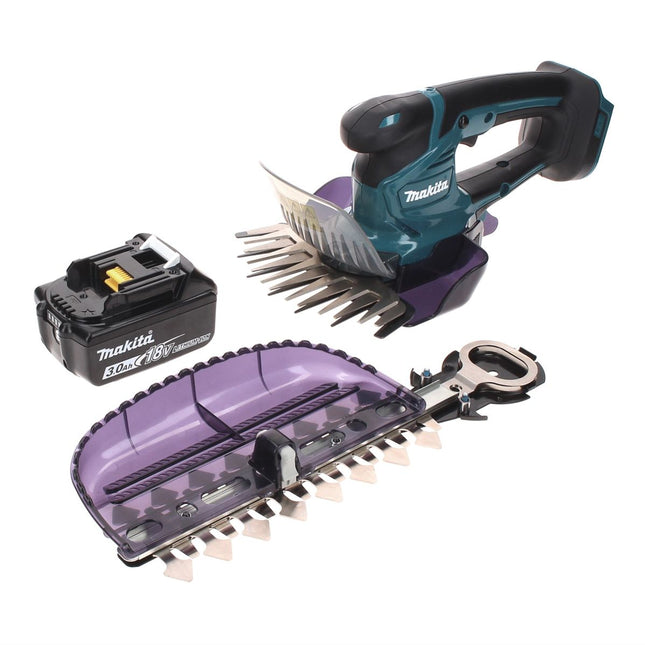 Makita DUM 604 F1X Akku Grasschere 18 V mit Gras- und Strauchscherblatt + 1x Akku 3,0 Ah - ohne Ladegerät