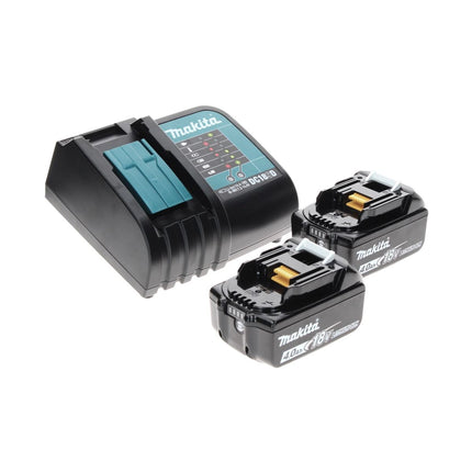 Taladro percutor inalámbrico Makita DHP 484 SMTX 18 V 54 Nm sin escobillas + 2x baterías 4,0 Ah + cargador + juego de brocas de 70 piezas + maletín de aluminio TX