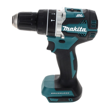 Taladro percutor inalámbrico Makita DHP 484 T1TX 18 V 54 Nm sin escobillas + 1x batería 5,0 Ah + juego de brocas de 70 piezas + maletín de aluminio TX - sin cargador