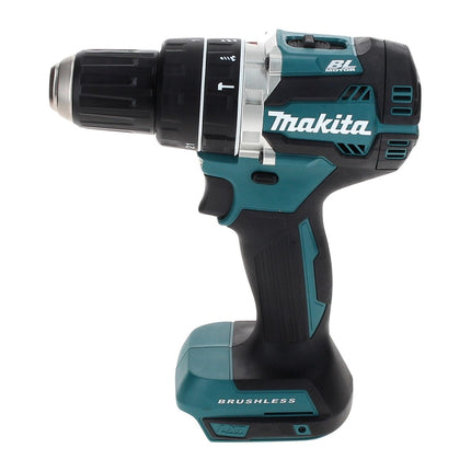 Taladro percutor inalámbrico Makita DHP 484 SGTX 18 V 54 Nm sin escobillas + 2x baterías 6,0 Ah + cargador + juego de brocas de 70 piezas + maletín de aluminio TX
