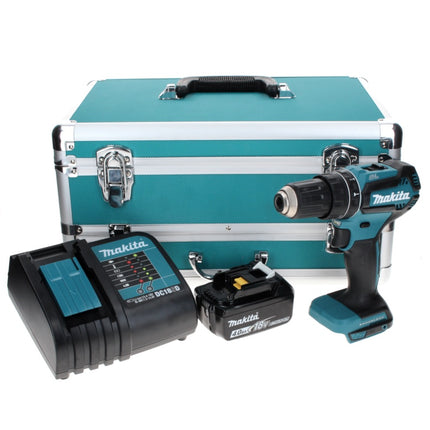 Makita DHP 485 SM1TX taladro percutor inalámbrico 18 V 50 Nm sin escobillas + 1x batería 4,0 Ah + cargador + juego de brocas de 70 piezas + maletín de aluminio TX