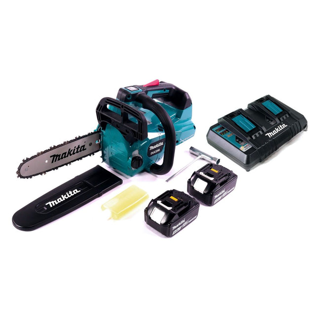 Makita DUC 256 PT Cordless chainsaw 36 V ( 2x 18 V ) Brushless 25 cm + 2x battery 5.0 Ah + double charger