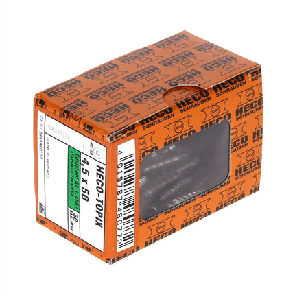 Juego de deslizadores para terraza HECO pieza de borde 30 piezas (48717) con tornillos HECO TOPIX 4,5 x 50 mm HD 20 en caja de plástico