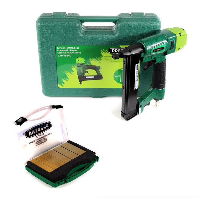 Prebena 2XR-ES40 stapler pneumatic nailer in transport case type ES + 6000x Prebena CNKHA staples type ES