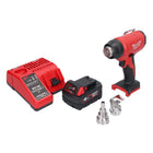 Pistola de aire caliente sin cable Milwaukee M18 BHG-401 18 V 470 °C + 1x batería recargable 4,0 Ah + cargador
