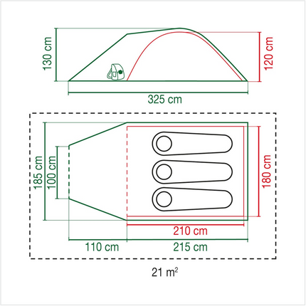 Coleman Kobuk Valley 3 Plus Tente en dôme avec auvent pour 3 personnes - tente d'aventure ignifuge  (2000030280 )