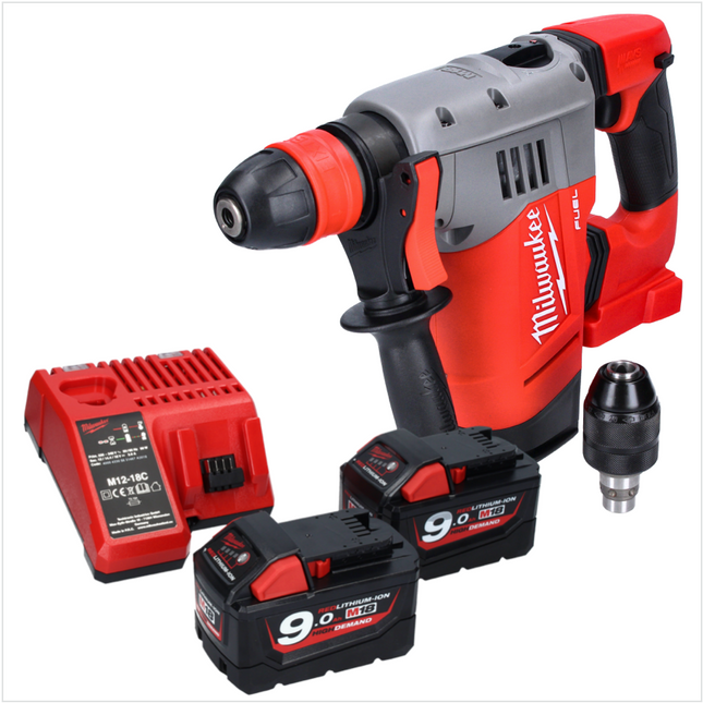 Milwaukee M18 CHPX-902 Akku Kombihammer 18 V 4,0 J SDS Plus Brushless + 2x Akku 9,0 Ah + Ladegerät