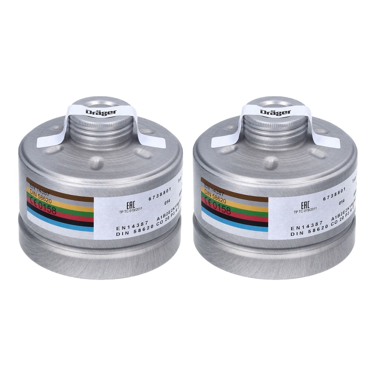 Filtro respiratorio Dräger X-plore Rd40 2x A1B2E2K1 Hg CO NO-P3 RD (2x 6738801) EN148-1 para