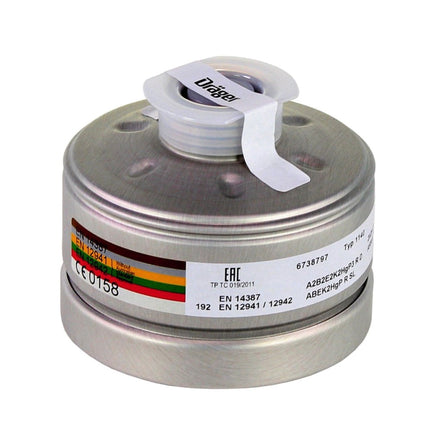 Dräger X-plore 6300 Atemschutzvollmaske ( R55800 ) EN 148-1 / EN 136 Klasse 2 + X-plore Rd40 Atemschutzfilter A2B2E2K2 Hg P3 R D ( 6738797 ) + Rd40 Partikel Filter P3 R ( 6738932 )