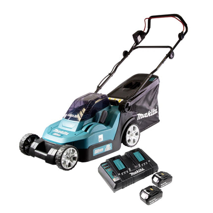 Makita DLM 432 PF2 Akku Rasenmäher 36 V ( 2x 18 V ) 43 cm Brushless + 2x Akku 3,0 Ah + Doppel Ladegerät
