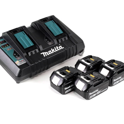 Makita DLM 432 PM4 Tondeuse à gazon sans fil à 36 V (2x 18 V) 43 cm brushless + 4x Batteries 4.0 Ah + Chargeur double