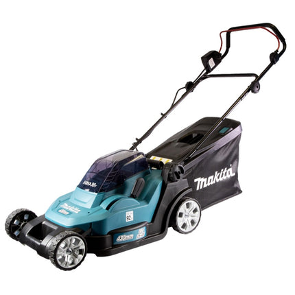Makita DLM 432 PT4 kosiarka akumulatorowa 36 V ( 2x 18 V ) 43 cm bezszczotkowa + 4x akumulator 5,0 Ah + podwójna ładowarka