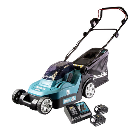 Makita DLM 432 RG2 cordless lawn mower 36 V ( 2x 18 V ) 43 cm brushless + 2x battery 6.0 Ah + charger