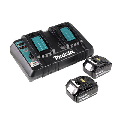 Tosaerba a batteria Makita DLM 432 PG2 36 V (2x 18 V) 43 cm senza spazzole + 2x batterie 6,0 Ah + doppio caricabatterie