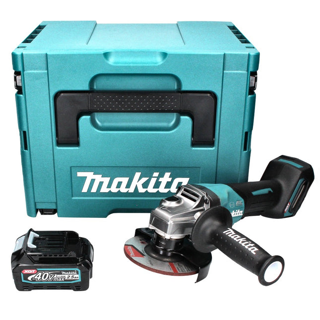 Amoladora angular a batería Makita GA 013 GD101 40 V máx. 125 mm sin escobillas XGT + 1x batería 2,5 Ah + Makpac - sin cargador