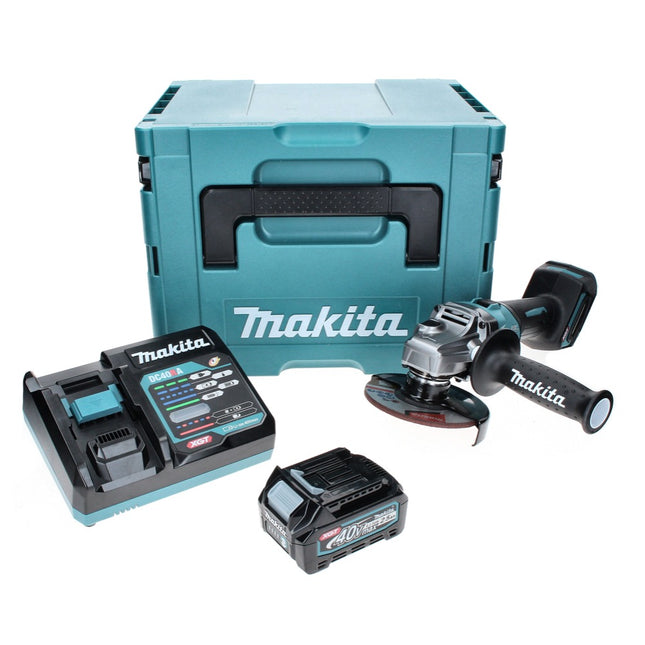 Amoladora angular a batería Makita GA 008 GD101 40 V máx. 125 mm sin escobillas XGT + 1x batería 2,5 Ah + cargador + Makpac