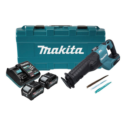 Makita JR 001 GM201 Seghetto diritto a batteria 40 V max. Brushless XGT + 2x Batterie  4,0 Ah + Caricabatterie + Valigetta