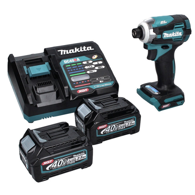 Makita TD001GD2 Visseuse à percusion sans fil 220Nm 40V 1/4" XGT Brushless + 2x Batteries 2,5Ah + Chargeur