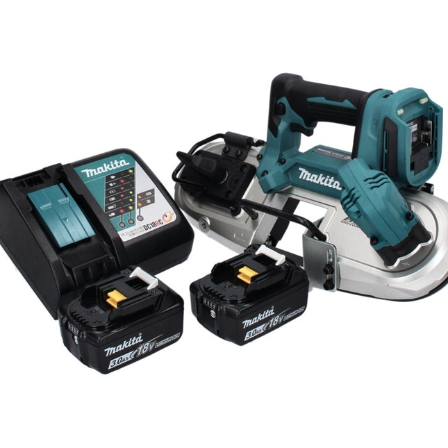 Makita DPB 183 RF Akku Bandsäge 18 V 66 mm Brushless + 2x Akku 3,0 Ah + Ladegerät