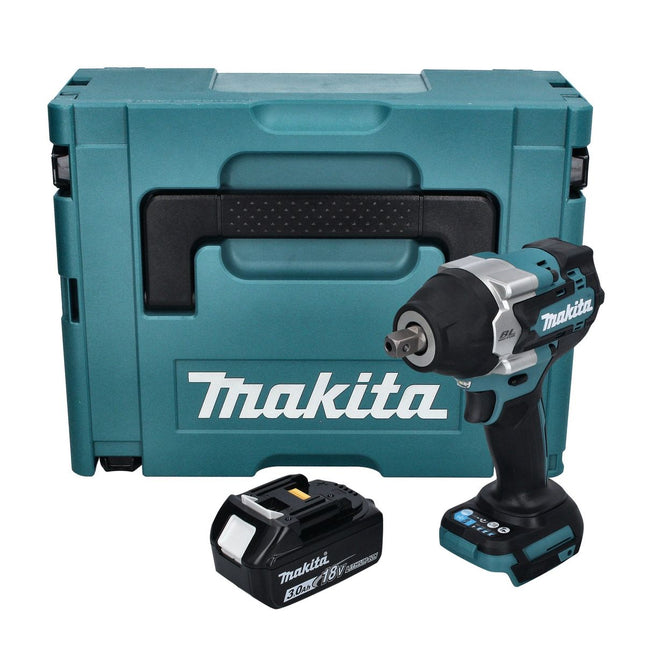 Makita DTW 701 F1J cordless impact wrench 18 V 700 Nm 1/2" XPT Brushless + 1x rechargeable battery 3.0 Ah + Makpac - without charger