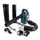 Makita DUB 363 T2V Soplador / aspirador de hojas sin cable 36 V ( 2x 18 V ) Sin escobillas + juego de aspiración + 2x batería 5.0 Ah - sin cargador