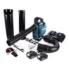 Makita DUB 363 PG2V Soplador / aspirador de hojas sin cable 36 V ( 2x 18 V ) sin escobillas + juego de aspiración + 2x batería recargable 6,0 Ah + cargador doble