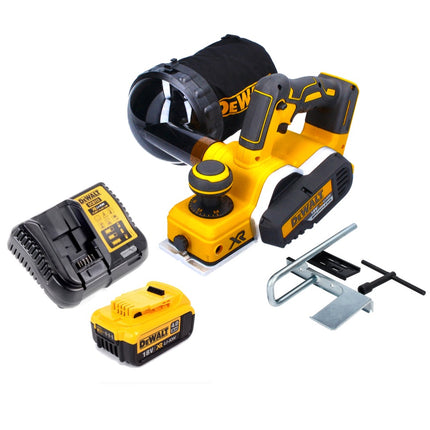 DeWalt DCP 580 M1 Akku Hobel 18 V 82 mm Brushless + Staubfangsack DWV 9390 + 1x Akku 4,0 Ah + Ladegerät