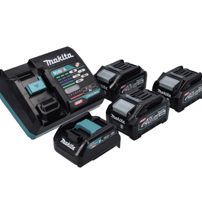 Kit alimentatore Makita 40 V max. con 3 batterie BL 4040 4,0 Ah XGT + caricabatterie rapido DC 40 RA XGT LXT + adattatore di ricarica ADP10