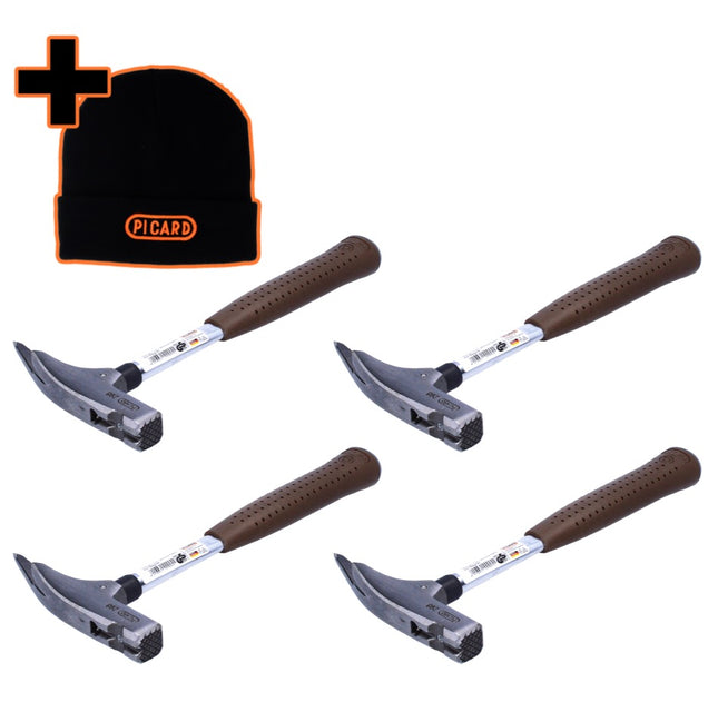 Picard 298 Set 4x Martelli da carpentiere 600 g, ruvido ( 4x 0029810 ) + Cappello invernale, nero, misura universale
