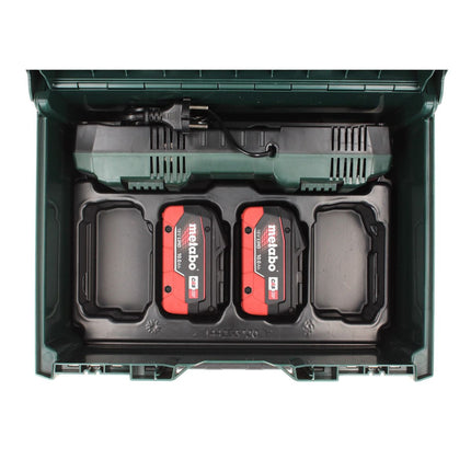 Metabo Set de base - 2x Batteries 18 V 10,0 Ah LIHD + Chargeur double + Coffret metaBOX