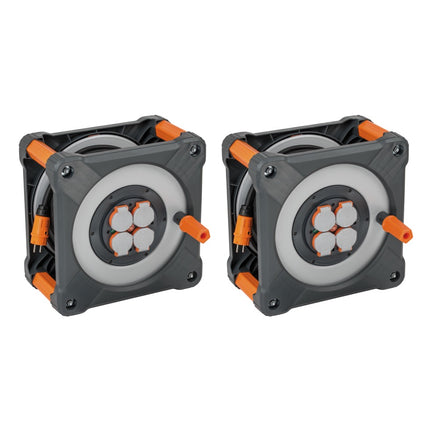 Brennenstuhl professionalLINE Set 2x Avvolgicavi BQ con protezione antiribaltamento ( 2x 9201500200 ) 50 m 4 Prese IP44 BGI 608
