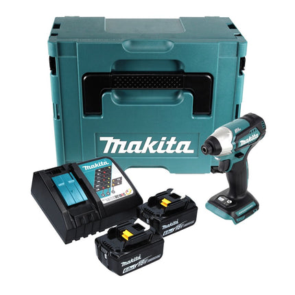 Makita DTD 155 RGJ cordless impact wrench 18 V 140 Nm 1/4" brushless + 2x rechargeable battery 6.0 Ah + charger + Makpac
