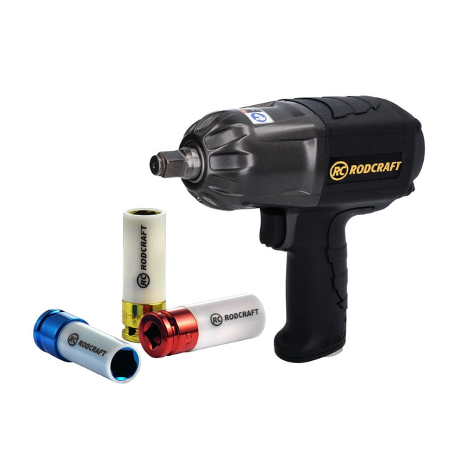 Rodcraft RC2268 Avvitatore ad impulsi 900 Nm 1/2" ( 8951000344 ) + 3x Dadi a bussola RS413WP 17 - 21 mm