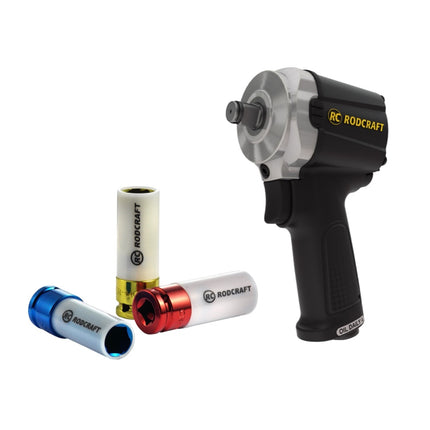 Rodcraft RC2203 Avvitatore ad impulsi 650 Nm 1/2" + RS413WP Set dadi a bussola 3 pz. 17 - 21 mm