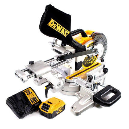 Tronzadora e ingletadora a batería DeWalt DCS 365 P1 18 V 184 mm + 1x batería 5,0 Ah + cargador