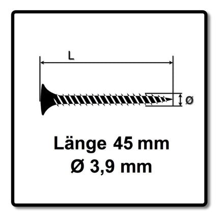 SPAX GIX-C Schnellbauschrauben 3,9 x 45 mm 2000 Stk ( 2x 1791170390456 ) Vollgewinde Spitzer Fräskopf Phosphatiert Kreuzschlitz H2 Nadelspitze