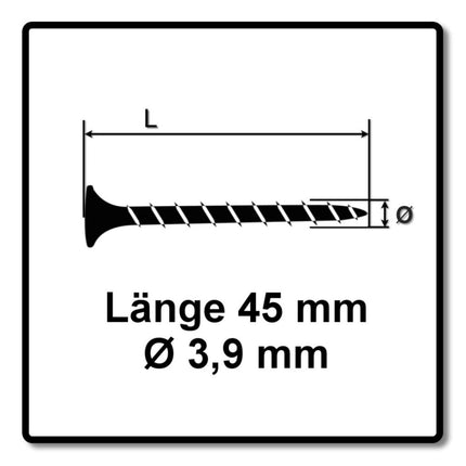 SPAX GIX-B Schnellbauschrauben 3,9 x 45 mm 5000 Stk ( 5x 1891170390456 ) Vollgewinde Trompetenkopf Nadelspitze Kreuzschlitz H2