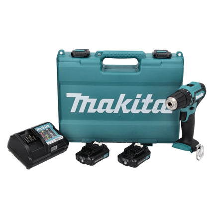 Makita DF333 DWAE 12V Perceuse sans fil max.30 Nm + 2x Batteries 2,0 Ah + Chargeur + Coffret de transport