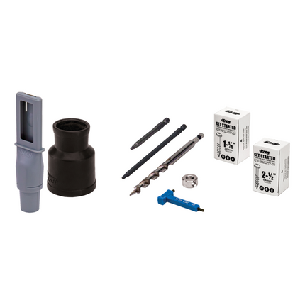 Plantilla para taladrar agujeros de bolsillo KREG 720 + plantilla para taladrar agujeros de bolsillo + plantilla para microtaladrar + broca escalonada + broca + tornillos