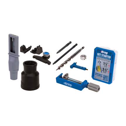 KREG Pocket Hole Jig 720 PRO Taschenloch Bohrschablone + Basis Station + Micro Bohrschablone + Stufenbohrer + Bit + Schrauben