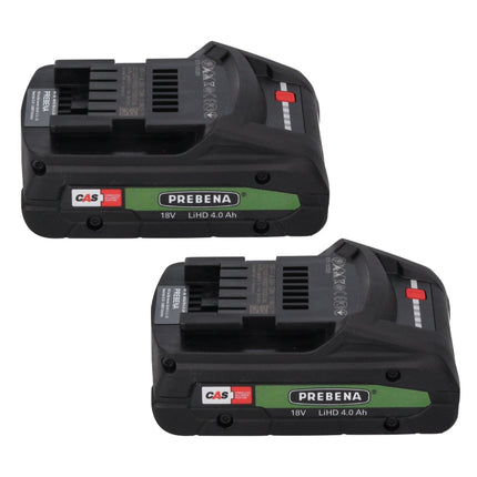 Prebena Set de Batteries 18V avec 2x Batteries LiHD 4Ah + Chargeur 12-36 CAS System