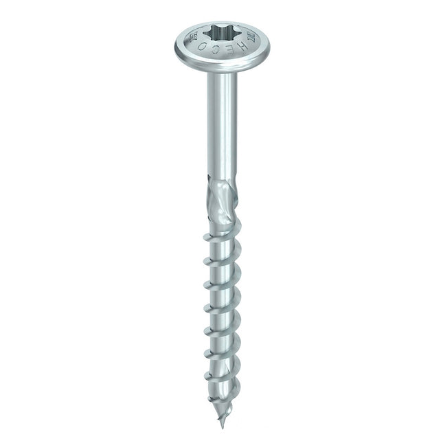 HECO TOPIX plus tornillos profesionales para construcción en madera 8,0 x 200 mm 100 piezas (2x 61319) tornillo para madera de rosca parcial, cabeza con arandela, accionamiento en T, galvanizado azul, A3K