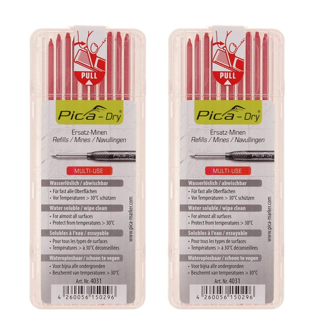 Pica DRY Ersatz Minen Wasserlöslich Rot 20 Stk. ( 2x 4031 ) - Toolbrothers