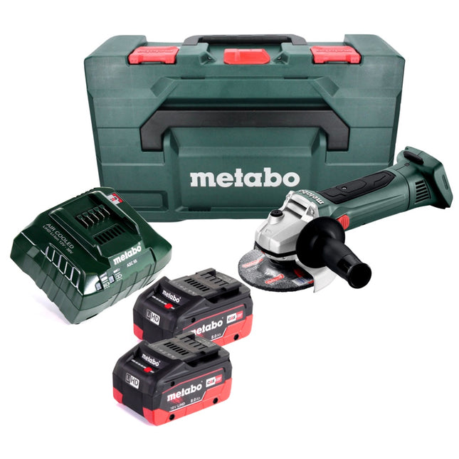 Metabo W 18 LTX 125 Akku Winkelschleifer 18 V 125 mm + 2x Akku 8,0 Ah + Ladegerät + metaBOX