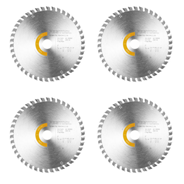 Festool 4x Kreissägeblatt Wood Fine Cut HW 160 x 1,8 x 20 mm WD42 ( 4x 205553 ) für Tauchsägen TS 55 F, TSC 55 K & Handkreissägen HK 55, HKC 55 - Toolbrothers