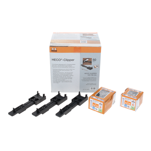 HECO Clipperset 200 Stk. ( 4x 62052 ) unsichtbare Befestigung für Terrassenbeläge ohne Nut
