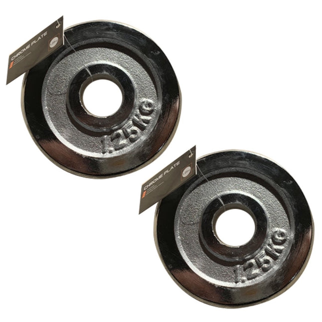 Jeu de plaques de poids 2x poids d'haltère poids de disque en acier chromé 1,25 kg 2 pièces diamètre de trou de 30 mm
