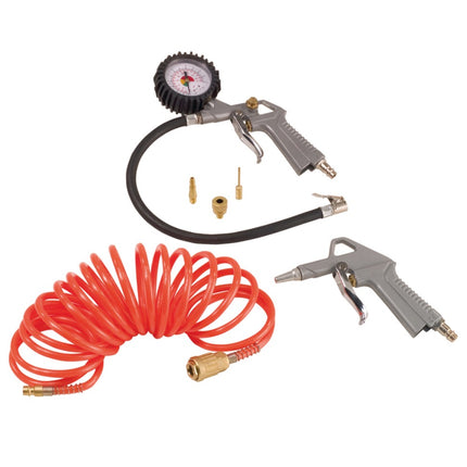 Güde 190/08/6 Compresseur Airpower 1100 W 8 bar ( 50089 ) + Tuyau spiralé + Pistolet de gonflage + Gonfleur de pneus