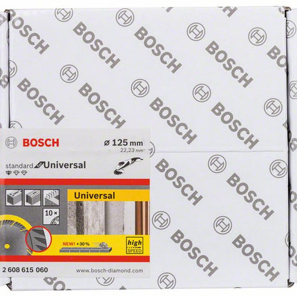 Bosch Standard for Universal Diamanttrennscheibe 125 x 22,23 mm 10 Stk. ( 2608615060 ) für Beton, Stahl-Beton, Back-, Kalk- und Sand-Stein
