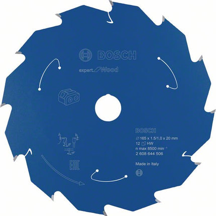 Bosch Kreissägeblatt Expert for Wood 165 x 1,0 x 20 mm 12 Zähne für Holz ( 2608644506 ) - Toolbrothers